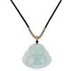 COAI Collana di Giada di Burma da Uomo e da Donna, Collana Buddista Unisex con Cordino Nero e Ciondolo di Giada