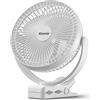 Koonie 20CM Ventilatore a 10000mAh Batteria, Ventilatore USB Portatile, Ventilatore da Tavolo Silenzioso, 4 Velocità & 360° Rotazione, per Casa,Ufficio,Campeggio,Passeggino, All'aperto (Bianco)