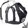 CUEMOON Imbracatura per cani con cintura di sicurezza per auto, a doppio strato, traspirante, rete per cuccioli, imbracatura anti treno, regolabile con manici,XS