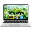 Tunhail PC Portatile da 15,6 pollici, Computer portatile Celeron N4000, laptop 8GB RAM 256GB SSD, notebook Full HD 1920 x 1080, apertura e chiusura a 180 gradi, WiFi 5, Mini HDMI, TF Card Slot, USB3.0, BT4.2