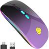 CC Store Mouse wireless Bluetooth LED, mouse wireless silenzioso con ricevitore USB 2.4 GHz e tipo C, 7 colori, 3 dpi (800/1200/1600), compatibile con iPad/PC/Mac/Windows