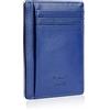 Bronzi Portafoglio Portafoglio Uomo Donna Piccolo Sottile Slim Elegante - Blocco RFID - Nero Pelle Alta Qualità - Mini Porta Tessere Porta Documenti Porta Carte Di Credito - (Pelle Blu)