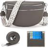 LANXINGLUO marsupio donna grande borsa tracolla donna grande borsette donna Con scomparto per carte di credito e 2 spallacci borsetta donna Grigio scuro