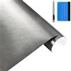 NewL 5cm x 900cm Grigio Spazzolato Acciaio Inox Metallico Vinile Foil Film Matt Spazzolato Cromo Auto Wrapping Foil Sticker Foglio per Motor Laptop Mobili (Grigio)