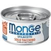 Generico Monge Umido Gatto Monoprotein Solo TACCHINO,alimento completo monoproteico per gatti adulti di tutte le taglie, sfilaccetti naturali senza conservanti e coloranti | 12 scatolette da 80 grammi l'una.