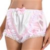 Satini Con Volant Pizzo Femminuccia Setoso Raso Copertura Mutandina copripannolino per Adulti Slip Lingerie Biancheria Intima Mutandine (Rosa Pastello - Bianco, L)