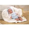 ARIAS - Bambola Reborn Ian da 40 cm, con coperta bianca, bambino con corpo in vinyl, peletto biondo, vestiti bianchi e rosa, ciuccio e ciuccio, giocattolo per bambini dai +3 anni (ARI98142)