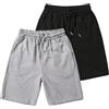 Rainjia Shorts Sportivi Uomo 2 Pezzi - Pantaloncini Traspiranti per Palestra e Corsa, Vita Elastica Regolabile con Tasche (Taglie XS-3XL, Nero/Grigio)