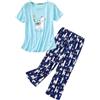 Generic Pigiama Estivo Donna Taglie Forti Set Leggero Morbido Tuta Primavera da Casa per Casual Loungewear Sleepwear Homewear Dormire e Stare in