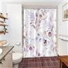 Uiiooazy Tenda Doccia Antimuffa, Tenda da Doccia 150x200cm Lavanda Eucalipto Foglie Rosa Viola Fiori Tende da Bagno Tessuto Lavabile Impermeabile Poliestere Tende per Vasca da Bagno con 10 Anelli