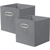 powerking Contenitore contenitore di stoccaggio in tessuto, 2 Pack pieghevole panno di stoccaggio Cube Organizer Cassetto con maniglia in metallo per armadio e giocattoli di stoccaggio, Grigio