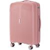 R.Leone Valigia da 1 pezzo Fino a Set 4 Trolley Rigido grande, medio, bagaglio a mano e beauty case Lucchetto TSA in Polipropilene 8 Ruote Autonome 6060 (Rose Gold, S Bagaglio a mano)