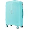 R.Leone Valigia da 1 pezzo Fino a Set 4 Trolley Rigido grande, medio, bagaglio a mano e beauty case Lucchetto TSA in Polipropilene 8 Ruote Autonome 6060 (Verde Acqua, S Bagaglio a mano)