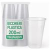 FRYMA Bicchieri di Plastica Trasparenti 100 Pezzi Monouso Usa e Getta Bicchiere Biodegradabile da 200ml per Acqua Cocktail Birra per Feste Compleanno Pranzi Cene e Ufficio in Plastica Rigida