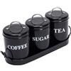 ZoeQide Barattoli Sale Zucchero Caffè, Set di 3 Barattoli Per Condimenti,Zuccheriera Moderna Contenitori Per Alimenti In Metallo,Con Coperchio e Base In Metallo,Accessori per Il Piano di Lavoro Del Caffèbar