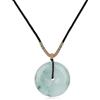 COAI Collana di Giada di Burma Naturale, Collana Regolabile con Cordino Nero e Ciondolo Ciambella per Uomo e Donna