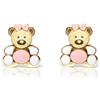 Monde Petit T1854PR - Pendientes de Niña oro 18 kts. Osita Esmaltada - Scatola Regalo - Certificato di garanzia