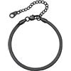 Bestyle Bracciale Nero Donna Catena Piatta Serpente 3mm/ 16+5cm Regolabile Bracciale Acciaio Inox Donna Bracciale Donna Argento