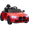 AIYAPLAY Macchina Elettrica per Bambini 3-5 Anni 12V a Licenza BMW M4, 3-5km/h Auto Elettrica per Bambini con 2 Motori, Sospensione, Telecomando 2.4G, Clacson e Fari, in PP e Metallo, Rossa