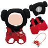 Carreuty 17 cm Abbigliamento Bambola Compatibile con Bambole, Cartoon Animali Peluche Abbigliamento Set di Accessori con 1 Tuta Top Pantaloni Set 1 Cappello Nero 1 Donut Bag per Ragazze Bambini Regali