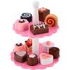 WOODENFUN Bambini cucina dessert legno giocattolo da cucina accessori con supporto torta bambini tè partito gioco di ruolo falso taglio legno cibo giocattolo