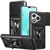 Yutwo Cover per Honor 400 Lite 5G, Custodia per Honor 400 Lite 5G Antiurto Scorrevole Protezione Fotocamera Custodia con 360°Rotante Anello Supporto Cover- Nero