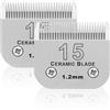 BESTBOMG 2 unità 15# Lama di Ricambio per toelettatura di Cani, Compatibile con Le Serie Heiniger/Moser Max45/Andis/A5 Tagliaerba per Cani, Taglia 15# 3/64 (1,2 mm) Lunghezza di Taglio