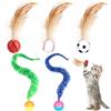 jwogngls 5 Pezzi Palline per Gatti, Palline Gatto con Piuma, Palla Interattiva per Gatti Altamente Flessibili per Gatto Che Insegue, Esercita