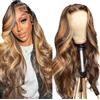 Hxxcoup Body Wave Human Hair Wig 5x5 Lace Front Parrucca Donna Capelli Veri Umani Wear and Go Glueless Wig P427 Highlight Blond Pre Plucked Hairline with Baby Hair for Woman No Smell 12 Pollici