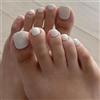 KQueenest Unghie bianche da spingere, quadrate, in acrilico naturale, finte per dita dei piedi, eleganti, lucide, tinta unita, completamente coprenti, per le donne, 24 pezzi