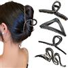 Ypkia Fermaglio per capelli in metallo nero grande da donna, set di perle per donne e ragazze, accessori spessi per capelli (4 pezzi)