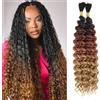 BLTYXT Deep Wave Bulk Hair 18 Inch 6 Bundles Synthetic Braiding Hair Curly Crochet Hair Boho Braids Natural Color for Hair Extensions (T1B-30-27, 18 Inch（6 Bundles）)
