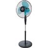 Bricozone Ventilatore Per Pavimento A Piantana Potente Da 50W Pale Da 40 Cm Silenzioso Colore Nero e Azzurro 3 Velocità Oscillante Altezza e Inclinazione Regolabili Griglia Di Protezione