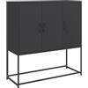vidaXL Credenza Nera 100,5x39x107 cm in Acciaio, mobiletto, Madia, Mobile di conservazione, armadietto, Mobile portaoggetti, portaoggetti, Mobile Alto