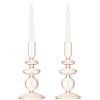 Navaris Porta Candele Vetro Set 2 - Portacandele da Tavolo - Porta Candela Moderno - Candeliere Rosa - Decorazioni Casa - Centrotavola Moderno Design