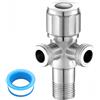 Joyan Valvola Angolare Doppia Uscita Acqua + Nastro Grezzo da 8 m, Acciaio Inossidabile, Spazzolato, Argento, Bagno, Cucina, Balcone