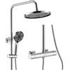 KeeGone Sistema Doccia Termostatico Completo Colonna Acciaio Inox Pioggia 25cm Doccetta 3 Funzioni Getto Regolazione Altezza Sicurezza Anti Ustioni Risparmio Idrico