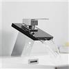 BTKNOO Rubinetto per cascata da bagno Cascata in vetro Rubinetto per lavabo in ottone Rubinetto per miscelatore per bagno Rubinetto per miscelatore per lavabo da piano, B, con tubo di dimensioni 9-16