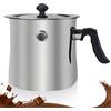 GOMETY Pentola per latte da 1,5 l con coperchio, a doppia parete con manico in bachelite, pentola con pipa, pentola per budini, bagnomaria, in acciaio inox, per induzione a gas