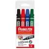 Pentel Pen N50 Marcatore Permanente Punta Conica Taschina 4 pz Colori Assortiti (nero,rosso,blu,verde)