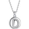J.Endéar Collana da donna con lettera iniziale D, pendente a disco in argento 925 con zirconi cubici AAA, lunghezza catena 40 + 5 cm
