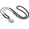 COAI Collana 108 Perline Mala in Pietre Naturali Onice e Avventurina Verde con Ciondolo Pietra della Preoccupazione, Collana Rosario da Uomo e da Donna Contro Ansia e Stress