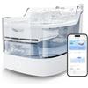 PETGUGU Fontanella per Gatti, Fontana per Gatti & Cani con Sensore di Movimento, 20dB Ultra Silenziosa, con Pompa Wireless, Controllo Intelligente delle APP e Monitoraggio Dati, WiFi 2.4G, PF1 Bianco