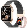 Fitonme Smartwatch Donna, 1.83" Orologio Smartwatch con Chiamata Bluetooth, 100+ Sport Fitness Tracker con Frequenza Cardiaca SpO2 Sonno, IP68 Impermeabile, Smart Watch per iOS & Android, Nero Oro