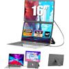 siaviala Monitor Portatile per Laptop 16, Schermo Portatile Full HD 1920x1200 IPS 16:10, Doppio Schermo PC Portatile per Laptop 13-17.3, Compatibile con Mac/Windows/Chrome, Connettività USB C o USB A e HDMI