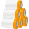 Gigmeta 6 rotoli di pellicola di copertura per pittore, nastro adesivo dorato con pellicola 55 cm x 20 m, trasparente con nastro adesivo in tessuto