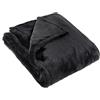 furn. Coperta in pelliccia sintetica Kallu - Coperta decorativa morbida e soffice con bordo Oxford (nero - 150x200cm)