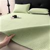 DSAoTeng Coprimaterasso rinfrescante e antiscivolo, estivo, traspirante, in seta di ghiaccio, con 2 federe, morbido e lavabile, per chi dorme caldo durante la notte (verde, matrimoniale piccolo)