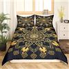 Loussiesd - Set copripiumino in stile bohémien esotico, set di biancheria da letto, copriletto decorativo in microfibra di poliestere, set di biancheria da letto con federe, con cerniera, colorato
