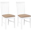 vidaXL Sedie da Pranzo con Cuscini 2 pz Bianco Legno Massello di Hevea, sedia da pranzo, sedia da cucina, sedile da pranzo, sedia, sedia da soggiorno